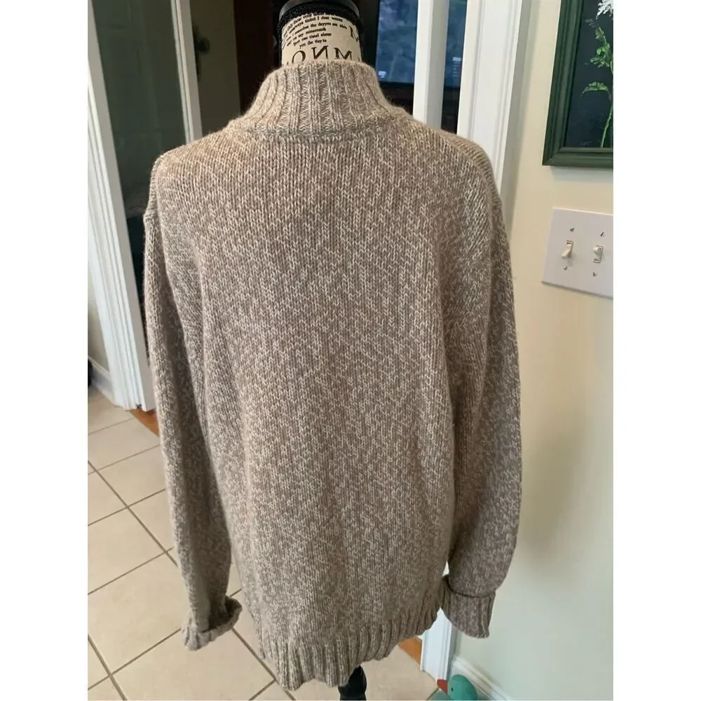 MENS FOSSIL PULLOVER SWEATER angora cotton blend Beige Tan 1/4 button